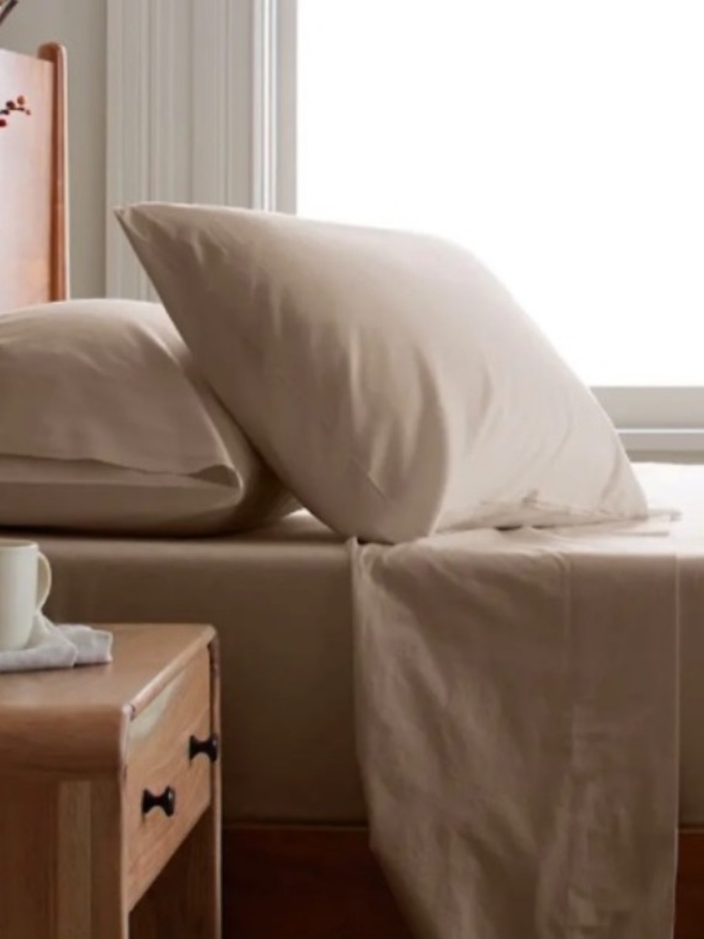 NWOT QUINCE Organic Brushes Cotton Pillowcases King Toffee 9857